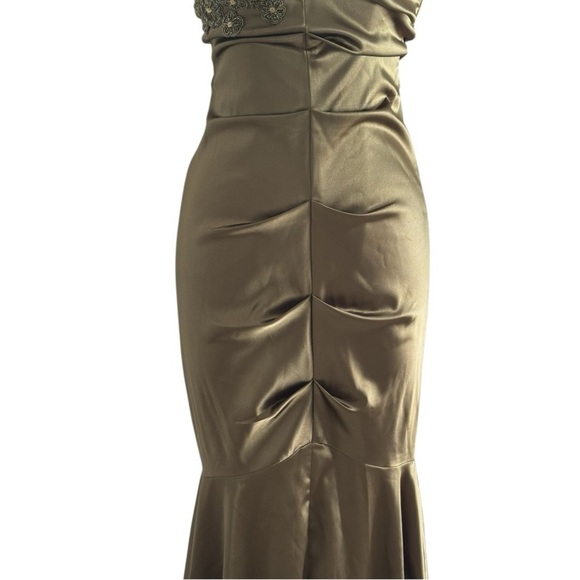 CACHE Olive Green Beaded Gown Mermaid Wedding Cocktail Dance Party Size S 2 0 XS - Picture 8 of 13